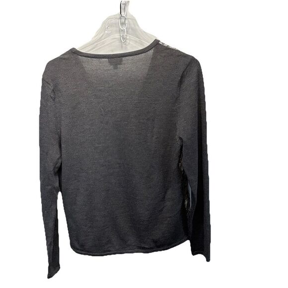 Talbots Petites Italian Merino Wool Silk Cardigan Women’s Large Paisley Gray - Picture 3 of 7